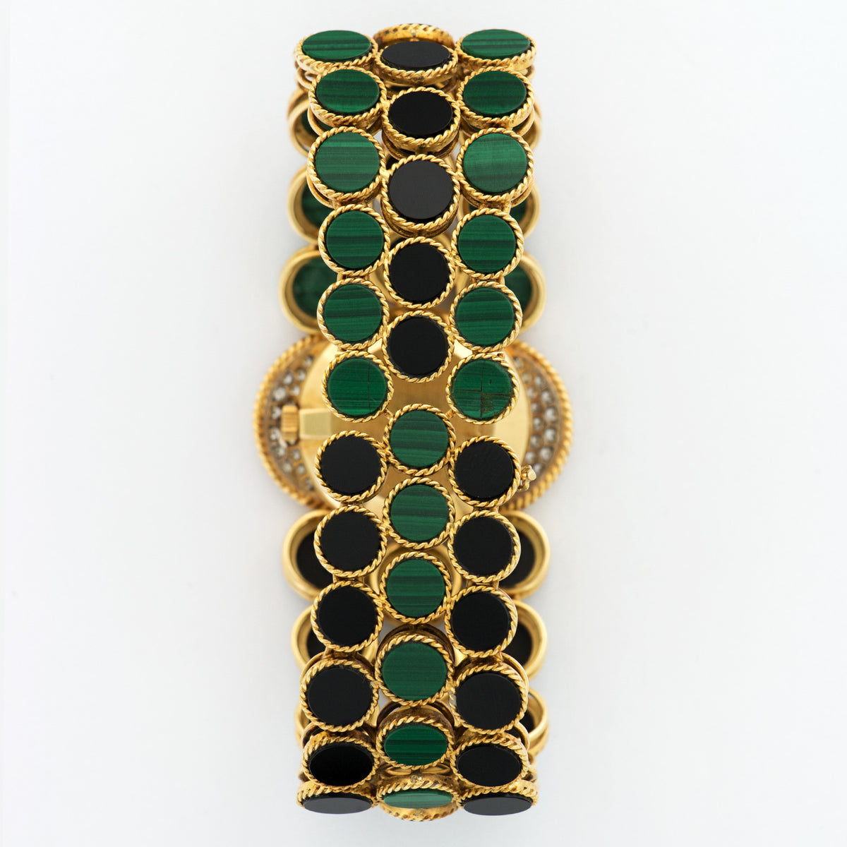 Patek Philippe Yellow Gold Onyx and Malachite Bracelet Watch