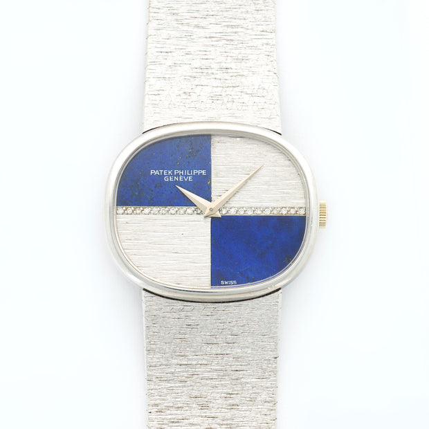 Vintage Patek Philippe White Gold Diamond Lapis Ref. 3845