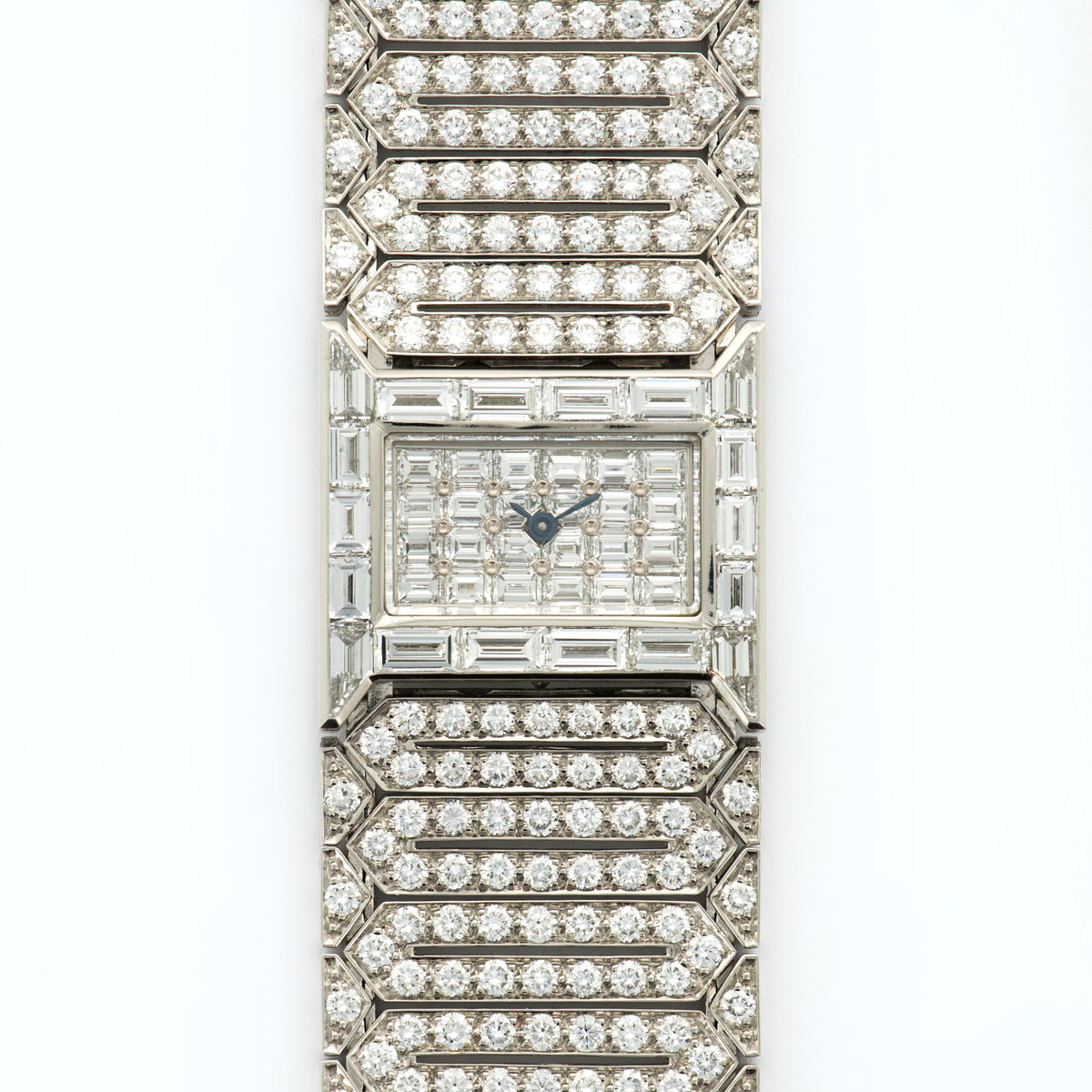 Cartier Platinum Baguette Diamond Wide Bracelet Watch