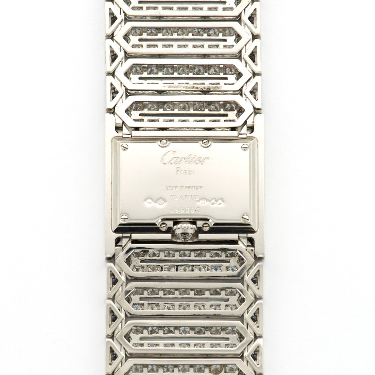 Cartier Platinum Baguette Diamond Wide Bracelet Watch