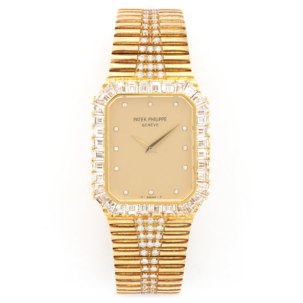 Vintage Patek Philippe Yellow Gold Baguette Diamond Ref. 3815/3J