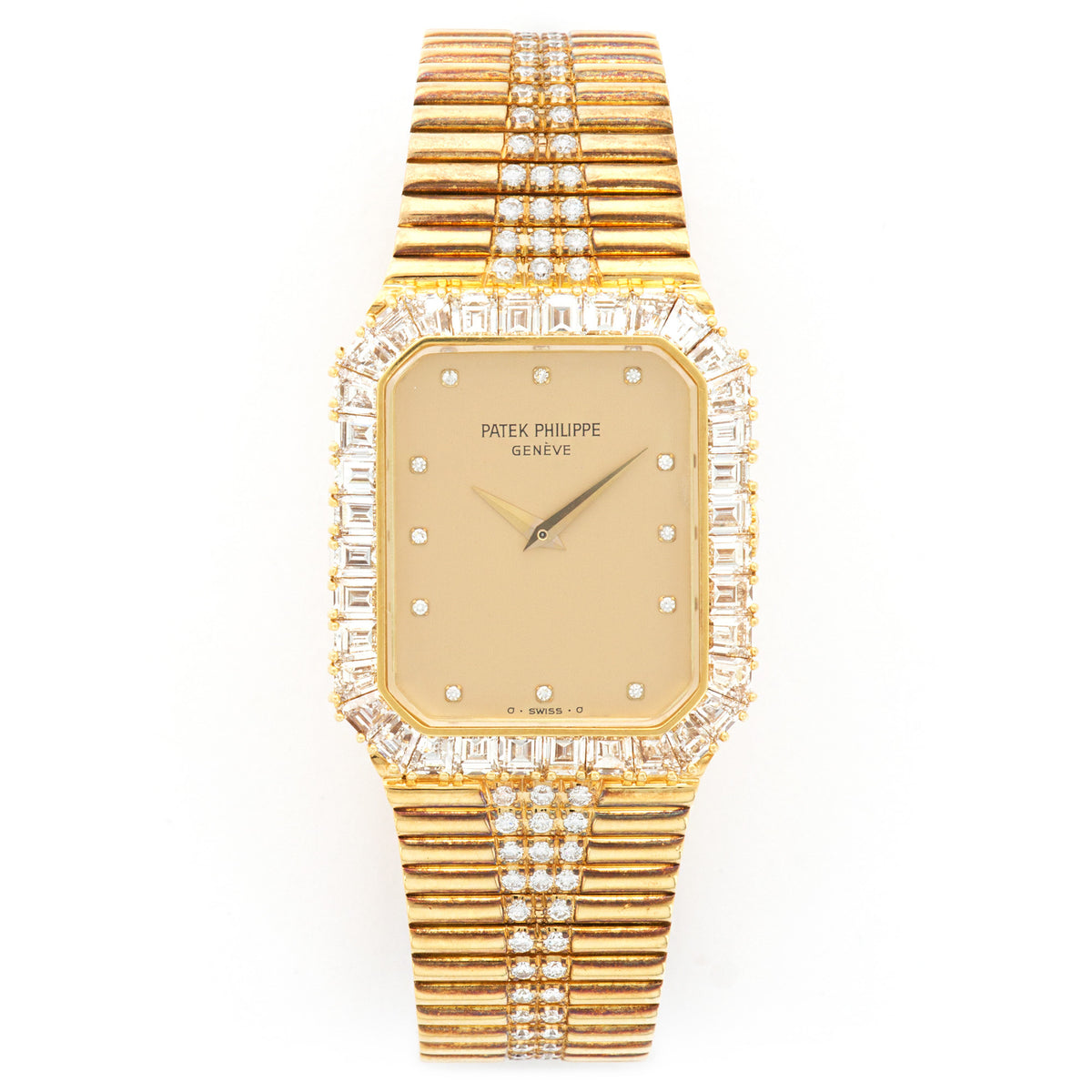 Vintage Patek Philippe Yellow Gold Baguette Diamond Ref. 3815/3J