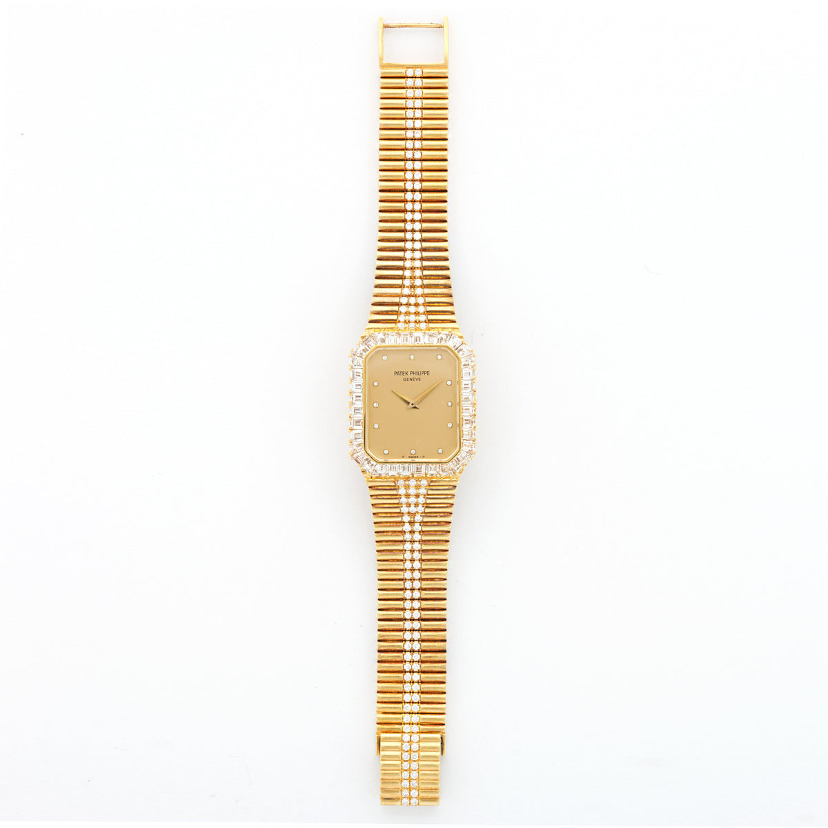 Vintage Patek Philippe Yellow Gold Baguette Diamond Ref. 3815/3J