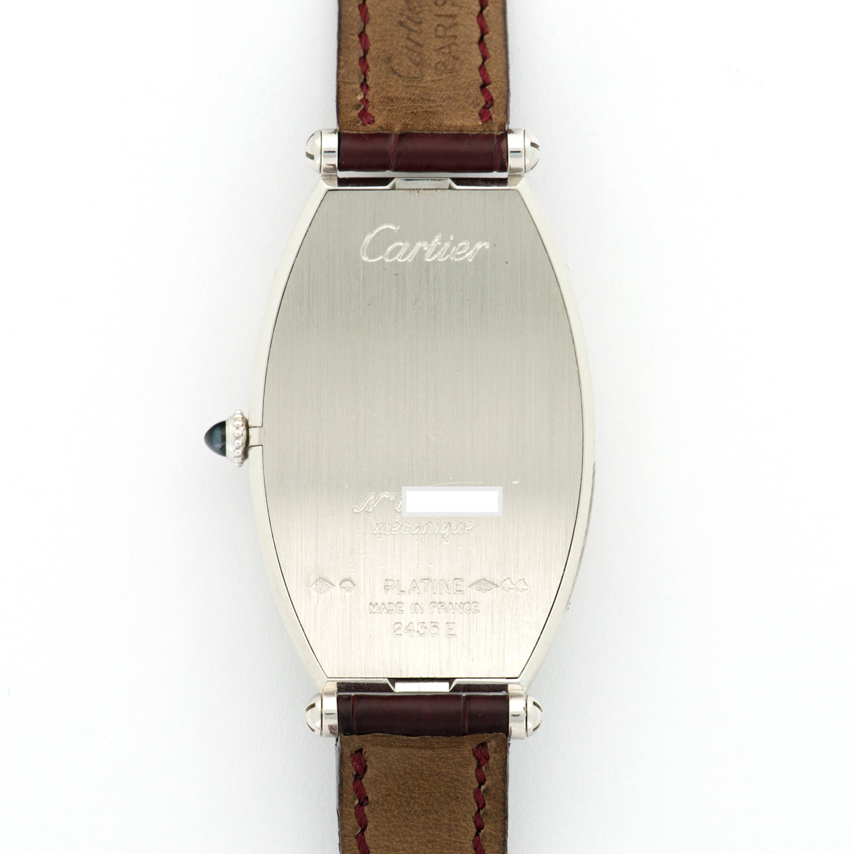 Cartier Platinum Tonneau Mechanique Watch Ref. 2435