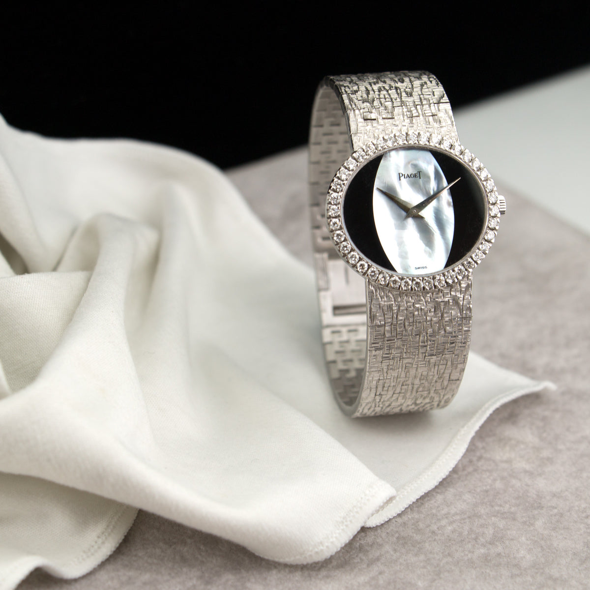 Piaget White Gold Diamond, Onyx, and Pearl Watch