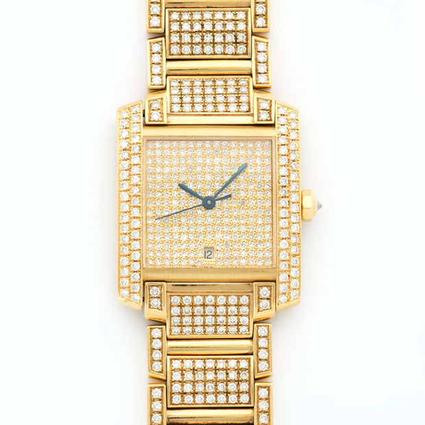 Cartier Tank Francaise Yellow Gold Full Diamond Watch