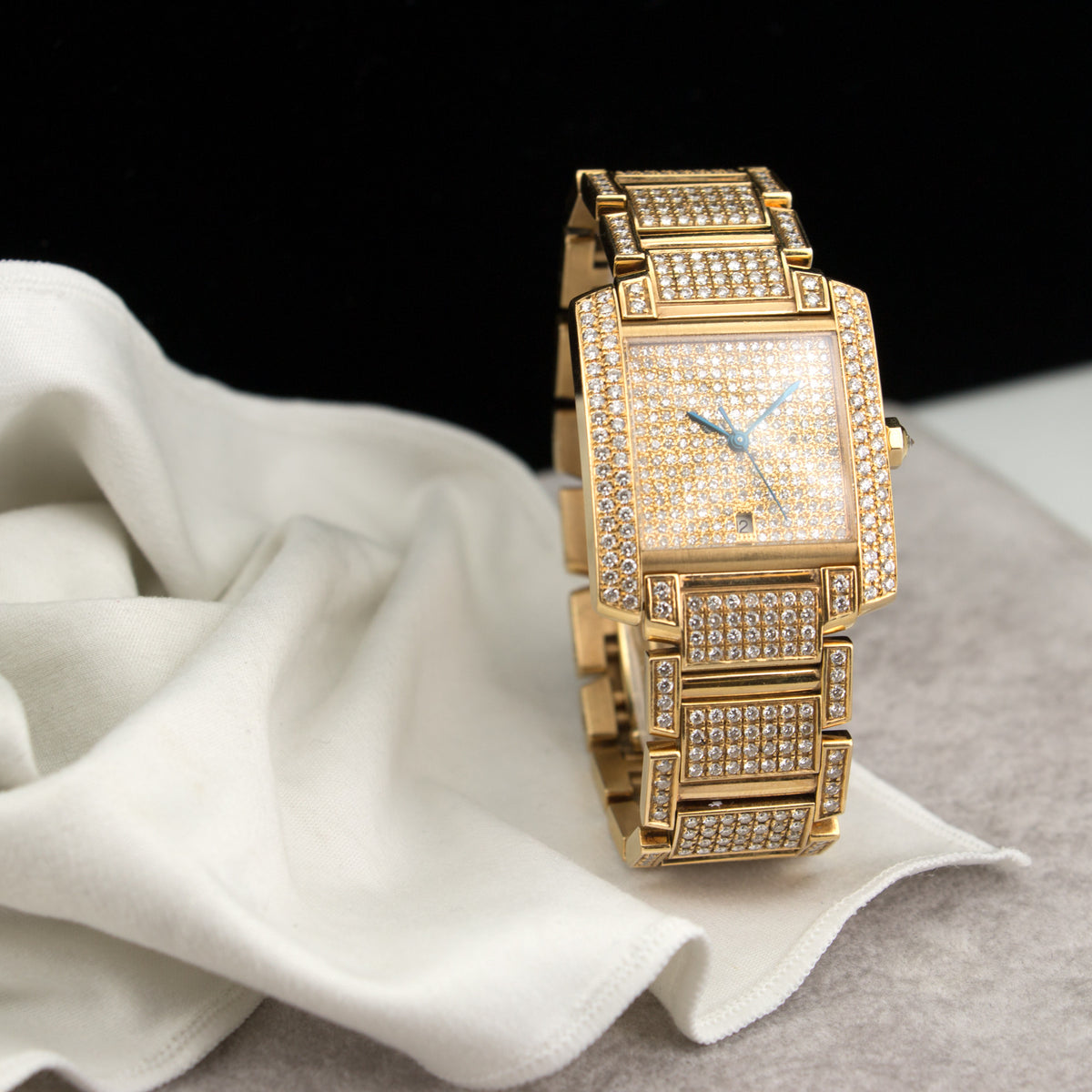 Cartier Tank Francaise Yellow Gold Full Diamond Watch